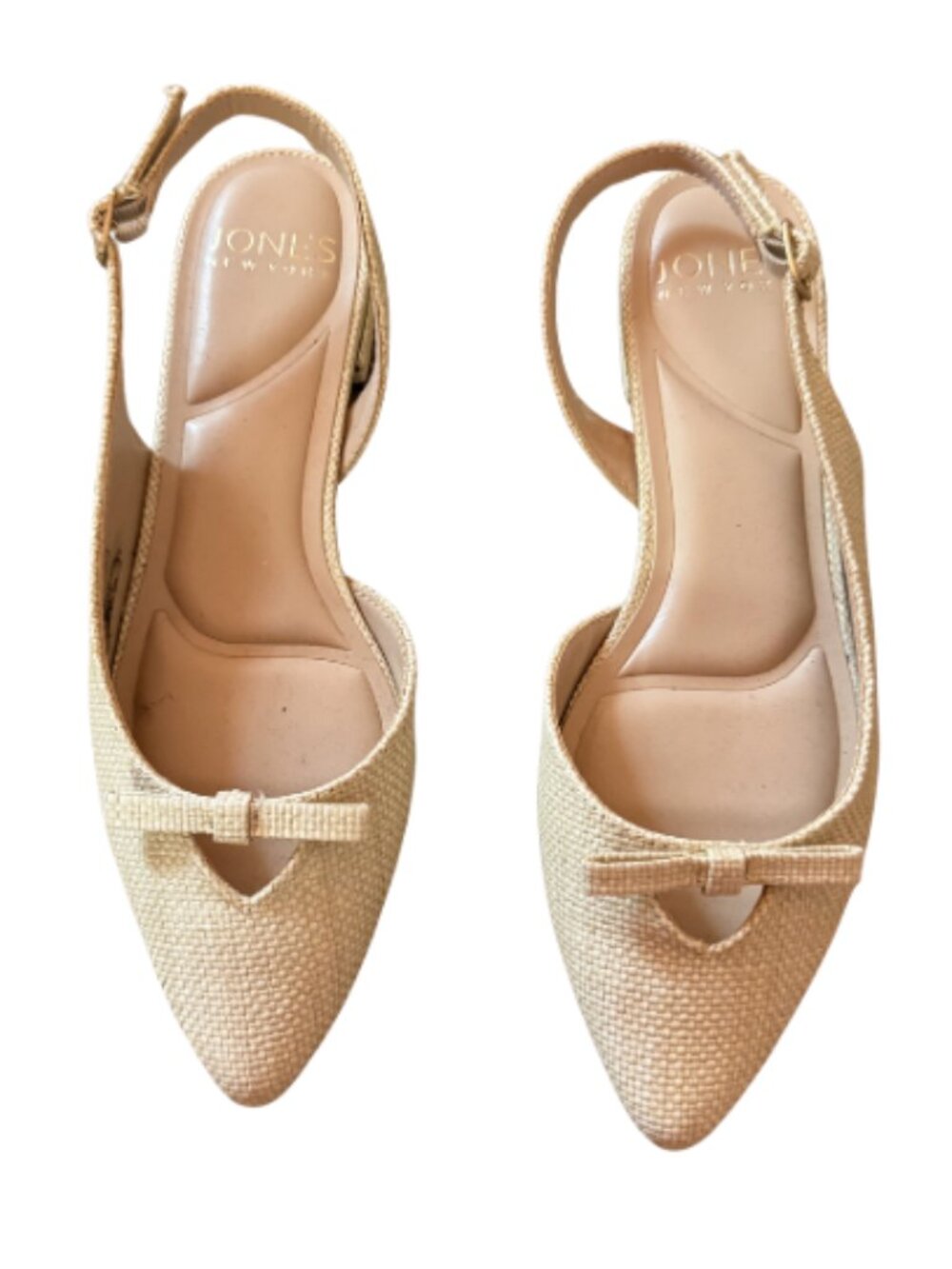 Jones New York Quantia Beige Tan Raffia Straw Slingback Ballet Flats Women's 8